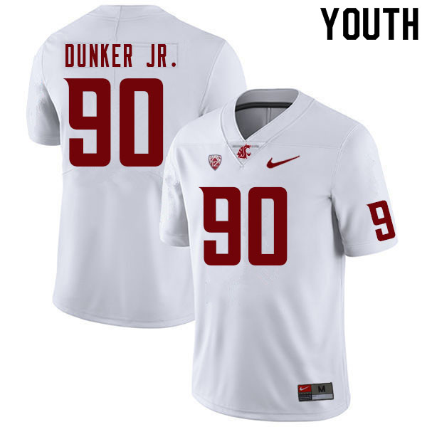 Youth #90 Lucas Dunker Jr. Washington State Cougars College Football Jerseys Sale-White - Click Image to Close